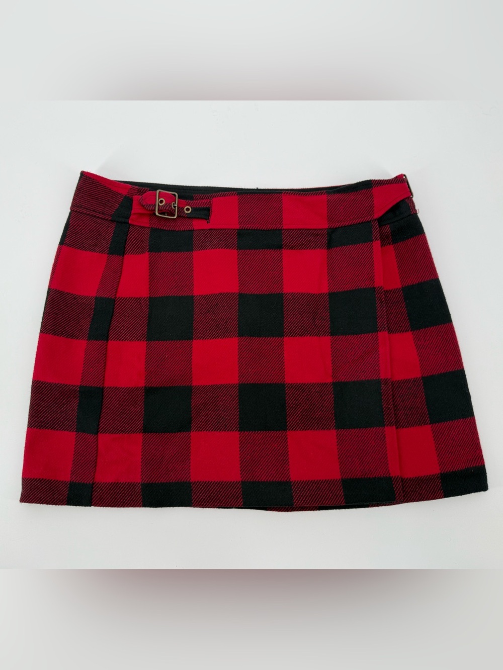 GAP Buffalo Plaid Mini Wrap Skirt Grunge Edgy Goth 10